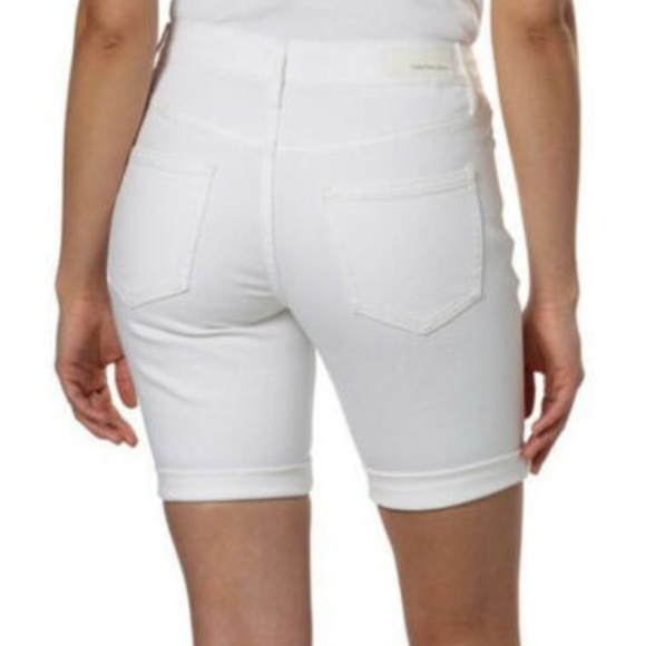 Calvin Klein Jeans White Denim Bermuda Shorts - Picture 3 of 4